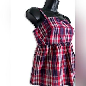 J. CREW Woman's Plaid Cotton Tank with Adjustable Straps